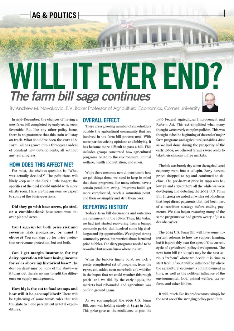 Ag & Politics - Will it ever end? The farm bill saga continues.