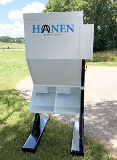 ANNOUNCING HANEN MODEL LSF-2 TWO-HEAD AUTOMATIC LIVESTOCK FEEDER FOR CATTLE, HORSES, PIGS, GOATS, & MORE!