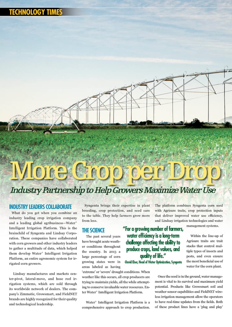 More Crop per Drop - Industry Partnership to Help Growers Maximize Water Use